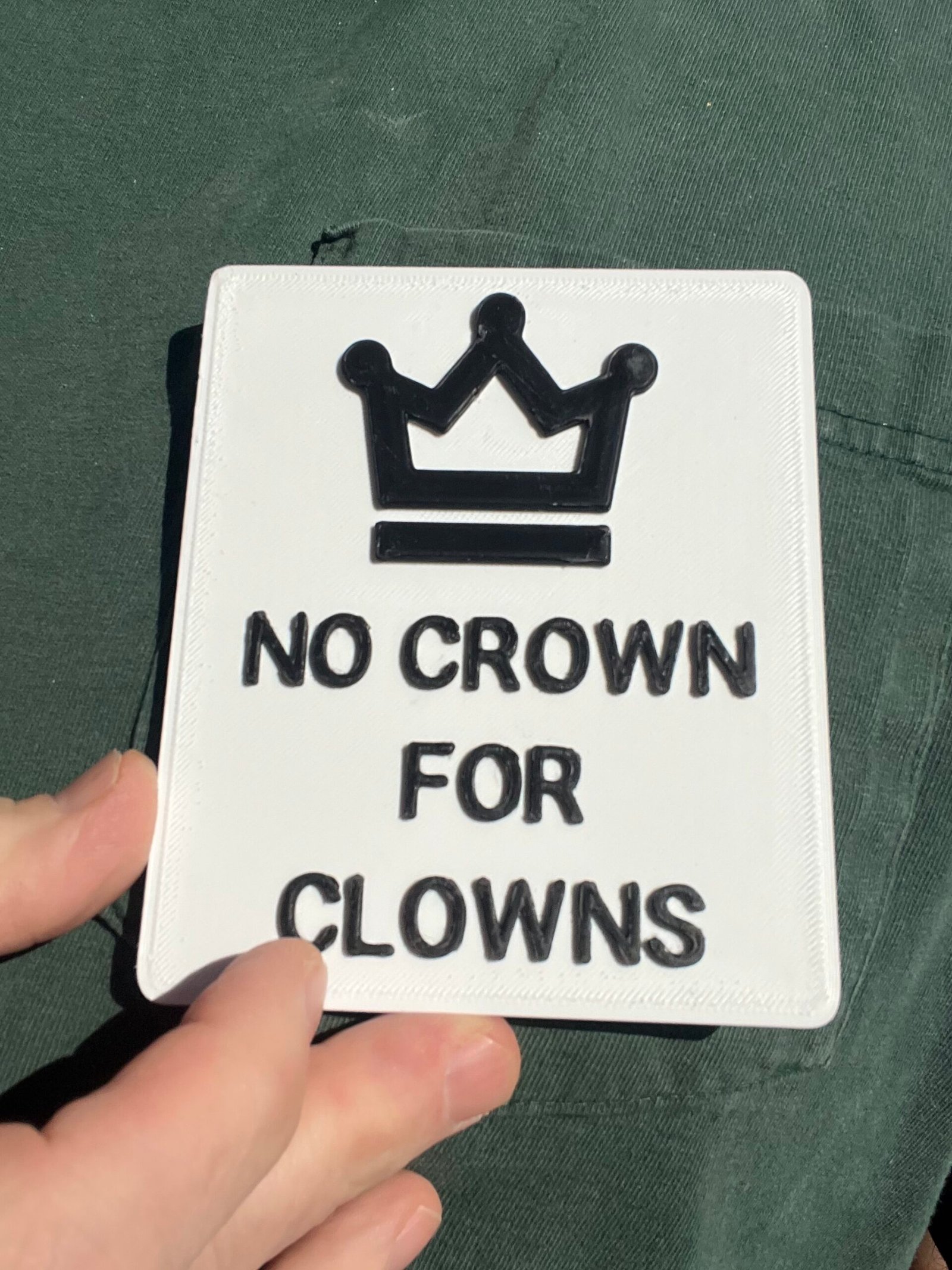 No Crown for Clowns Protest Sign (Magnet or Mini Sign)